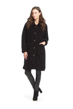 JT-15716 - Teddy Bear Coat with Pockets - Colors: Black, Cream - Available Sizes:XS-XXL - Catalog Page:68 